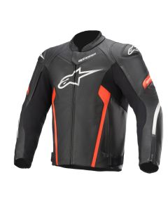 Alpinestars Leather jacket Faster v2 Black/Red Fluo
