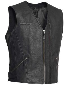Halvarssons Leather vest Cut Black