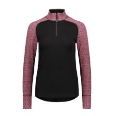 SVALA Merino Design Womens Zip-neck Shirt Jacquard raspberry-grey