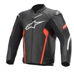 Alpinestars Leather jacket Faster v2 Black/Red Fluo