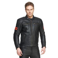 Sweep Higway leather jacket, black/orange