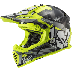 LS2 Helmet MX437J Fast Evo Mini Crusher Black/Hi-Vis Yellow