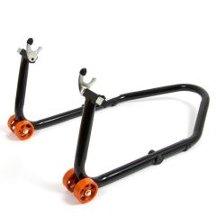 Universal black rear stand with orange wheels